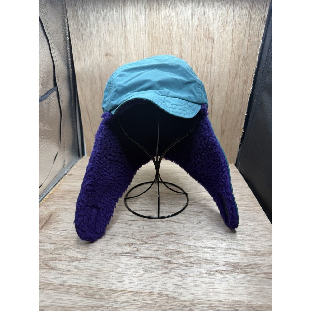 Vtg 90’s COLUMBIA Teal Aqua Trapper Hat Sherpa Lined Ear Flaps Sz L/XL Rare USA